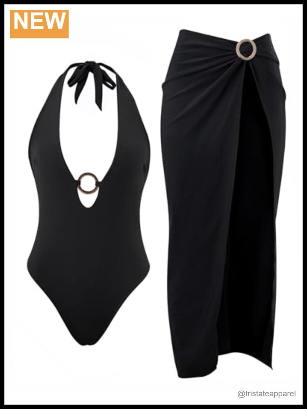 Women One Piece Swimsuit Tummy Control Halter Plunge High Cut with Cover Up